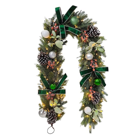 6ft. Pre-Lit Green Adorned Artificial Garland
